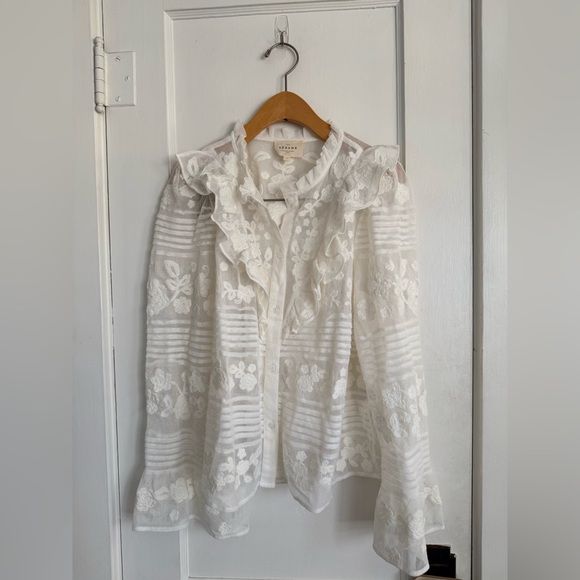 Sezane Tops - Sezane White Floral Lace Blouse